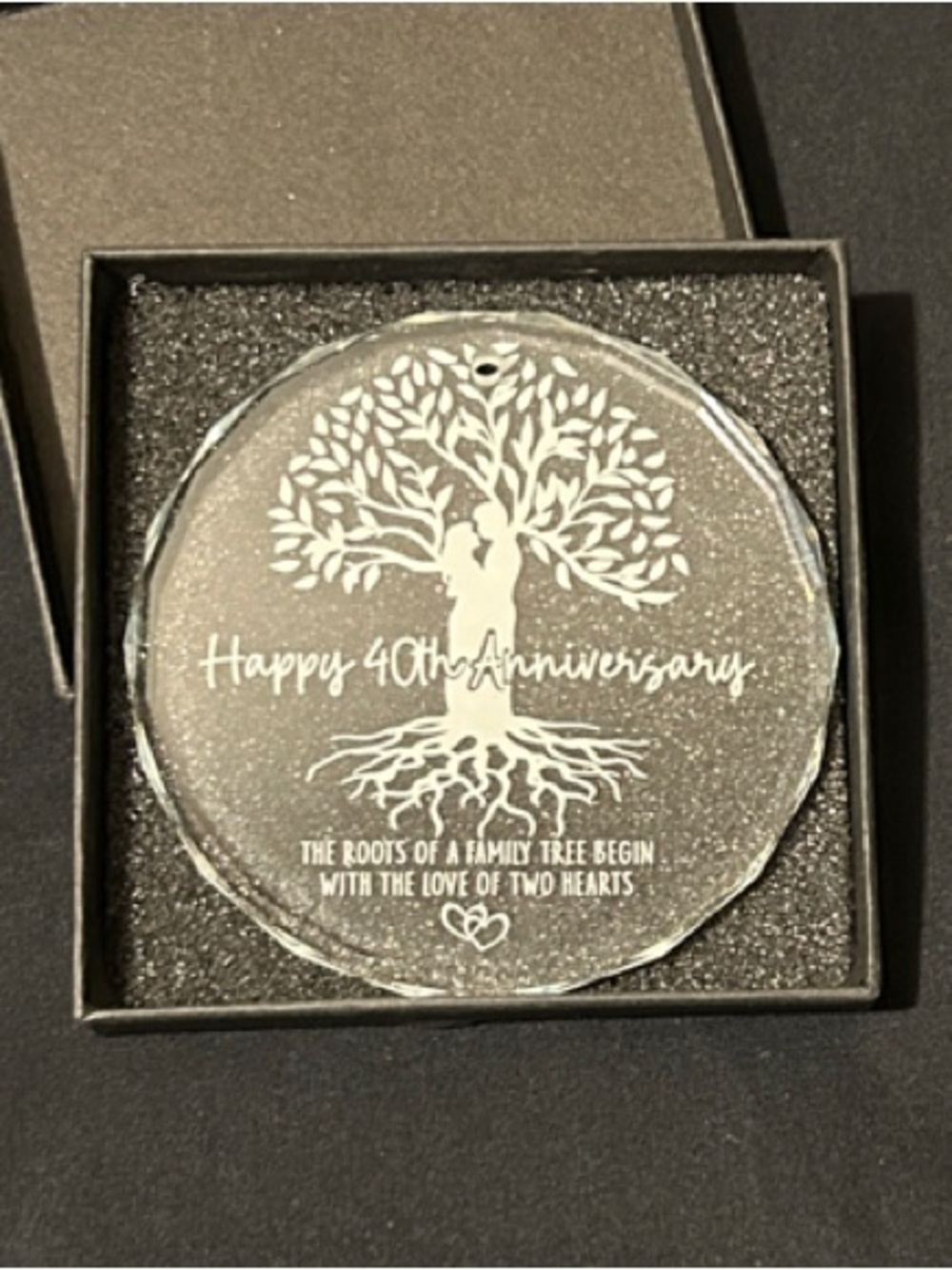 Source Unknown Clear Crystal 'Happy 40th Anniversary' Tree of Love Ornament
